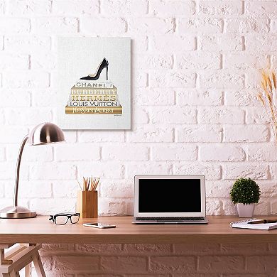 Stupell Home Decor Black Heels Bookstack Canvas Wall Art