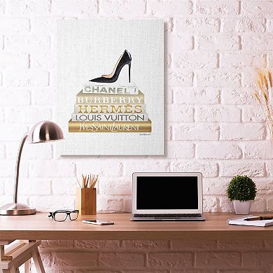 Stupell Home Decor Black Heels Bookstack Canvas Wall Art