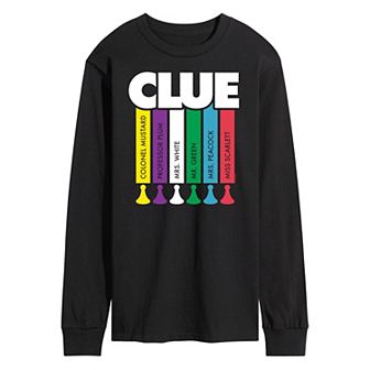 Men's Clue Logo Characters Long Sleeve Graphic Tee by Hasbro