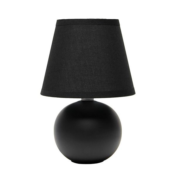 8.66" Petite Ceramic Orb Base Bedside Table Desk Lamp with Matching Tapered Drum Fabric Shade Black - Creekwood Home: Modern ETL Listed