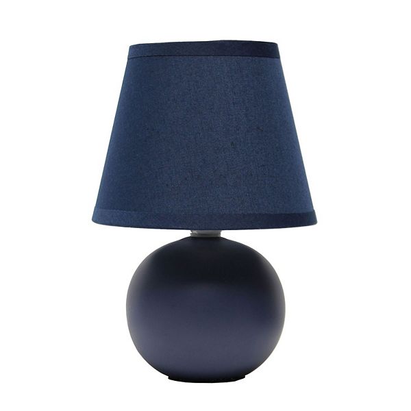 8.66" Petite Ceramic Orb Base Bedside Table Desk Lamp with Matching Tapered Drum Fabric Shade Blue - Creekwood Home: ETL Listed, Modern Style