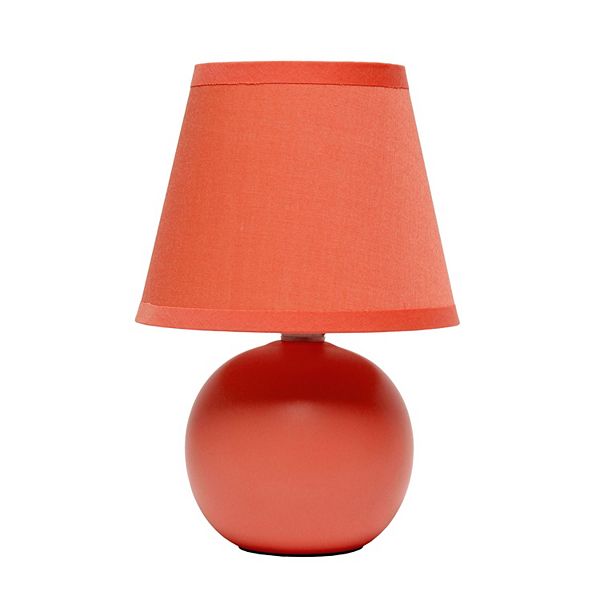 8.66&#34; Petite Ceramic Orb Base Bedside Table Desk Lamp with Matching Tapered Drum Fabric Shade Orange - Creekwood Home: Modern ETL Listed