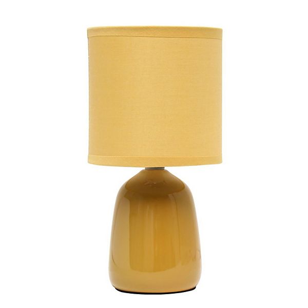 10.04" Traditional Ceramic Thimble Base Bedside Table Desk Lamp with Matching Fabric Shade Mustard Yellow - Simple Designs