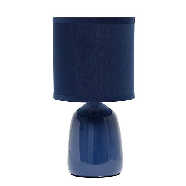 10.04" Traditional Ceramic Thimble Base Bedside Table Desk Lamp with Matching Fabric Shade Navy Blue - Simple Designs