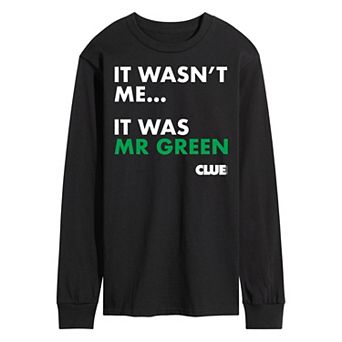 Men's Clue It Was Mr Green Long Sleeve Graphic Tee by Hasbro