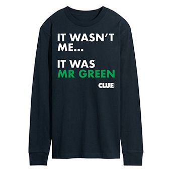Men's Clue It Was Mr Green Long Sleeve Graphic Tee by Hasbro