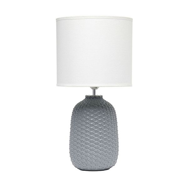 20.4&#34; Traditional Ceramic Purled Texture Bedside Lamp with White Shade - Simple Designs: ETL Listed, No Assembly Required