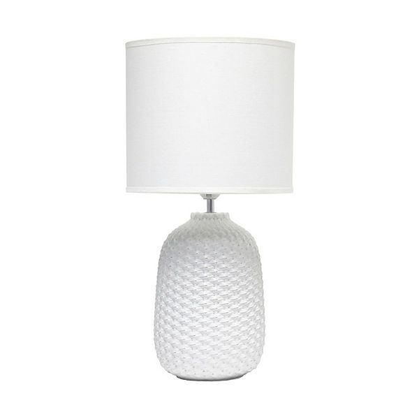 20.4" Traditional Ceramic Bedside Desk Lamp, ETL Listed, No Assembly - Simple Designs: Cotton Shade, E26