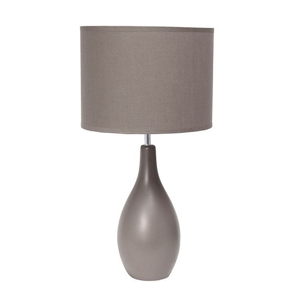 Creekwood Home Essentix 18.11" Traditional Standard Ceramic Dewdrop Table Desk Lamp With Matching Fabric Shade For HomeDecor, Bedroom, Living Room, Dining Room, Foyer - Gray