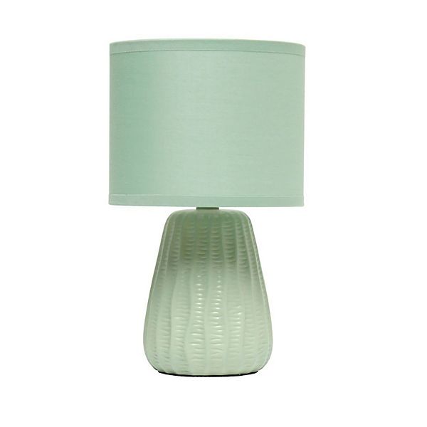 Simple Designs 11.02" Mini Ceramic Pastel Accent Table Lamp with Matching Shade Sage Green