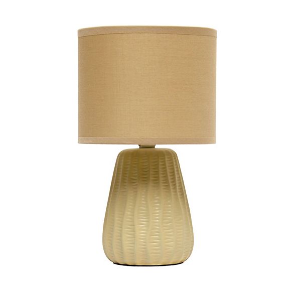 11.02" Mini Modern Ceramic Pastel Accent Bedside Table Desk Lamp with Matching Fabric Shade Tan - Simple Designs