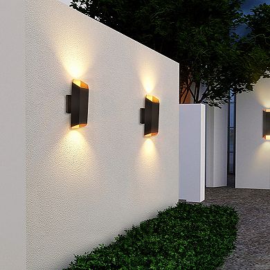 13-in Hexa Bronze Integrated LED Outdoor Up and Down Wall Sconce