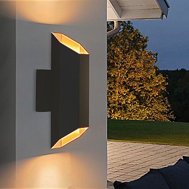 13-in Hexa Bronze Integrated LED Outdoor Up and Down Wall Sconce