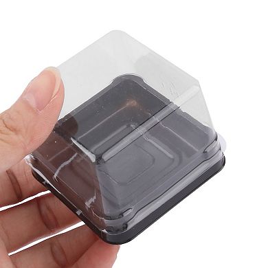 Plastic Bakery Moon Cake Boxes Container Holder Cover 50pcs Black