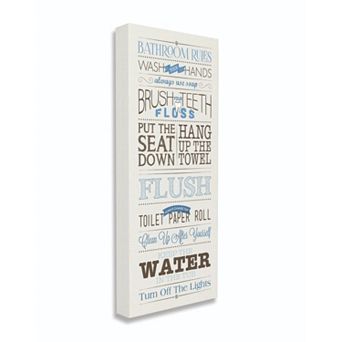 Stupell Home Decor Bathroom Rules Canvas Wall Art