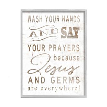 Stupell Home Decor Jesus And Germs Wash Hands Framed Wall Art - Size: 16X20