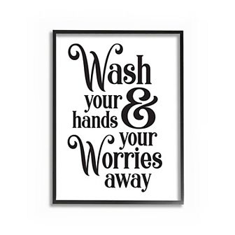 Stupell Home Decor Wash Your Hands Bathroom Framed Wall Art - Size 24x30