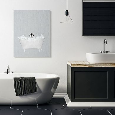 Stupell Home Decor Penguin Bath Canvas Wall Art
