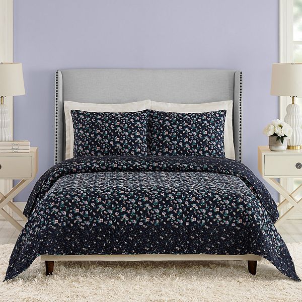Vera Bradley Navy Garden Quilt & Shams Set
