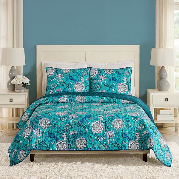 Vera Bradley Peacock Garden Quilt & Shams Set