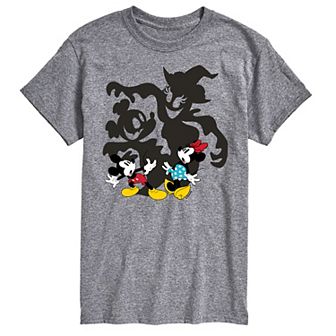 Disney's Mickey Mouse & Friends Big & Tall Mickey Minnie Scared Shadows Graphic Tee