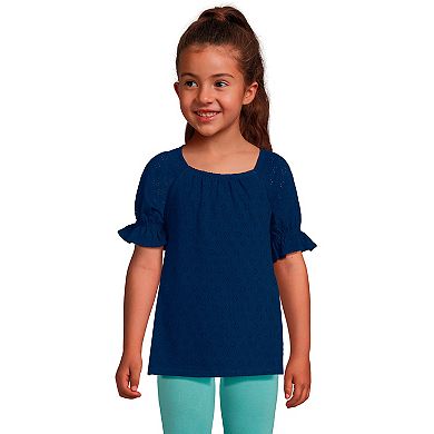 Girls 10-16 Plus Lands' End Eyelet Ruffle Sleeve Top