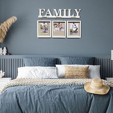 Hanging 3-Opening White Finish Family Frame