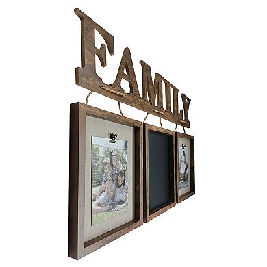 Hanging 2-Opening Faux Wood Finish Family Frame with Chalkboard