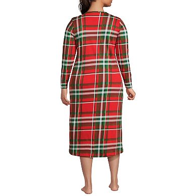 Plus Size Lands' End Long Sleeve Midcalf Nightgown