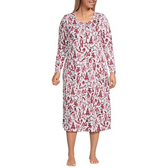 Plus Size Lands' End Long Sleeve Midcalf Nightgown