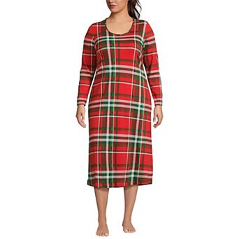 Plus Size Lands' End Long Sleeve Midcalf Nightgown