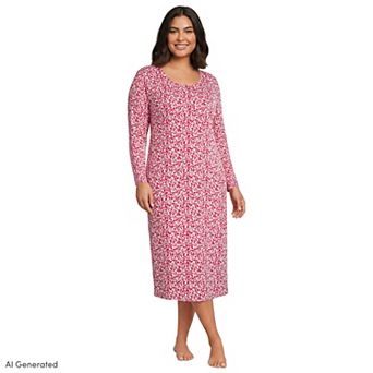 Plus Size Lands' End Long Sleeve Midcalf Nightgown