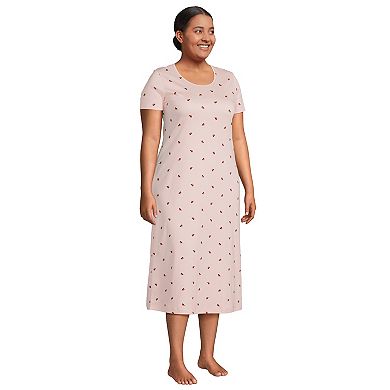 Plus Size Lands' End Short Sleeve Midcalf Nightgown