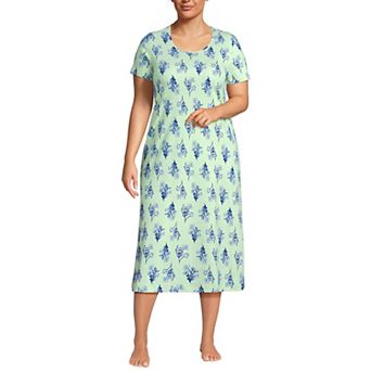 Plus Size Lands' End Short Sleeve Midcalf Nightgown