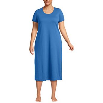 Plus Size Lands' End Short Sleeve Midcalf Nightgown
