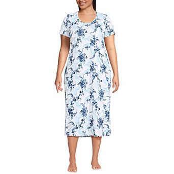 Plus Size Lands' End Short Sleeve Midcalf Nightgown