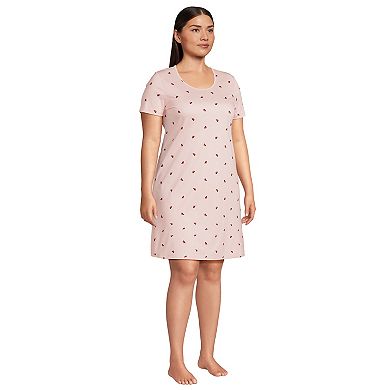 Plus Size Lands' End Short Sleeve Knee Length Nightgown