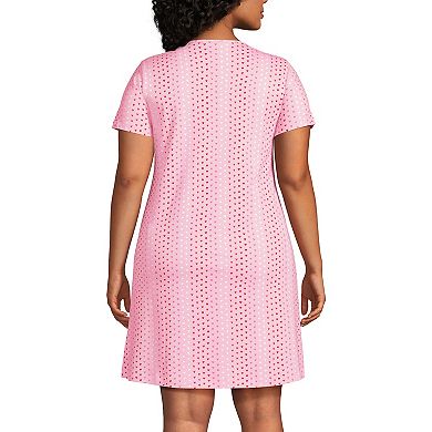 Plus Size Lands' End Short Sleeve Knee Length Nightgown