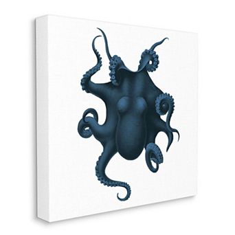 Stupell Home Decor Minimal Blue Octopus Marine Life Sea Creature Wall Art - Size: 36X36
