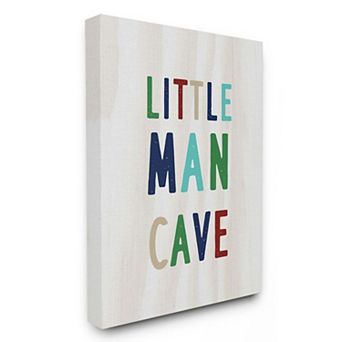 Boys Stupell Home Decor Little Man Cave Multi-Color Text Wood Grain Pattern Wall Art