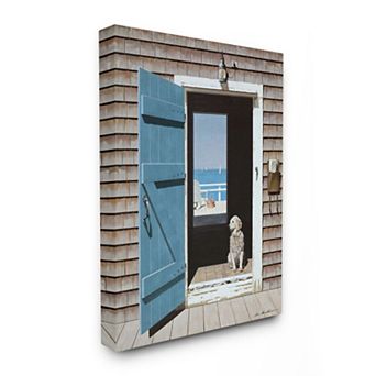 Stupell Home Decor Dog Between Doorways Coastal Scene Wall Art