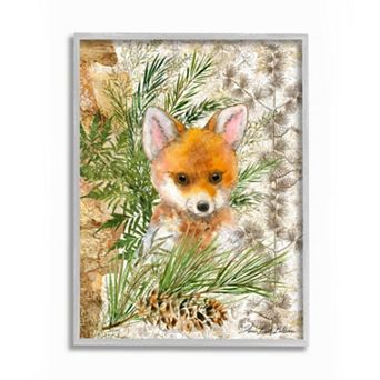 Stupell Home Decor Rustic Baby Red Fox Framed Wall Art - Size: 16X20