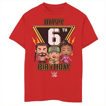Boys 8-20 WWE Happy 6th Birthday Tee