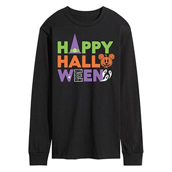 Disney's Mickey Mouse Men's Happy Halloween Long Sleeve Graphic Tee
