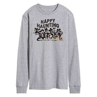 Disney's Mickey Mouse & Friends Men's Happy Haunting Long Sleeve Graphic Tee
