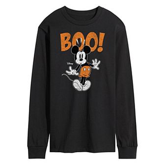 Disney's Mickey Mouse Men's Scared Boo Long Sleeve Graphic Tee