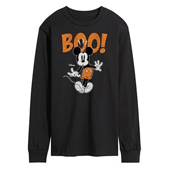 Disney's Mickey Mouse Men's Scared Boo Long Sleeve Graphic Tee