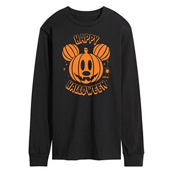 Disney's Mickey Mouse Men's Pumpkin Long Sleeve Graphic Tee