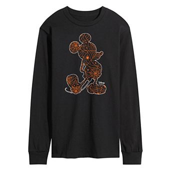 Disney's Mickey Mouse Men's Spider Web Silhouette Long Sleeve Graphic Tee