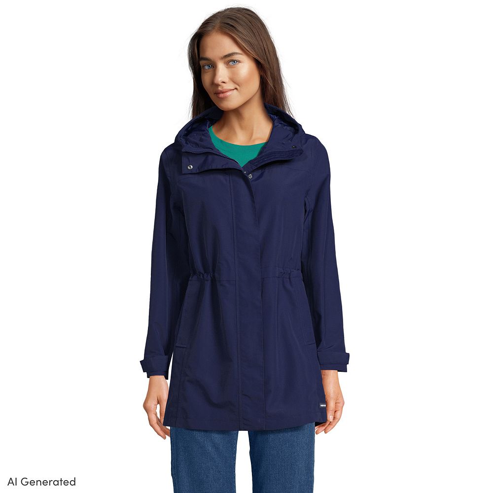 Women's Lands' End Tall Squall Hooded Waterproof Raincoat